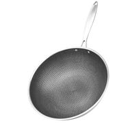 FUNNETOYU Stainless Steel Honeycomb Grain Wok with Handle Non Stick Frying Pan for Induction Stove Compatible with Gas and Electric Cooktops Kitchen Cookware for Stir Frying and Hot Pot