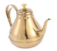 FUNNETOYU Stainless Steel Kettle with Built Filter Long Spout Crown Lid Curved Handle for Heating Tea Coffee Mulled Wine Gas Stove Induction Cooker Home Office Tableware Golden