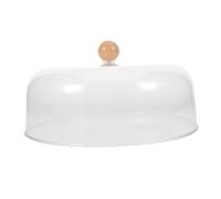 FUNNETOYU Transparent Acrylic Round Food Serving Cover with Wooden Handle Smooth-Edged Cake Cloche Dome for Pastry Cheese and Dessert Freshness Lightweight Party Food Dome for Home and
