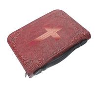 FUNNETOYU Vintage Brown Pu Leather Bible Book Bag with Secure Zipper Closure and Convenient Carry Handle, Elegant Retro Organizer Case for Church Gatherings and Daily Use