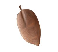 FUNNETOYU Walnut Wood Leaf Shaped Serving Plate Hand Carved Wooden Food Service Dish for Household Tableware for Salad Pasta Fruit and Restaurant Use and Practical Design