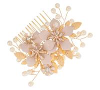 FUNNETOYU Wedding Hair Combs Bridal Hair Comb for Wedding with Rhinestone and Pearl Flower Design, Golden Metal, Floral Metal Hair Accessories for Bride
