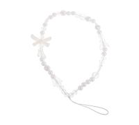 FUNNETOYU White Artificial Pearl Bow Phone Strap Lost Mobile Pendant Lanyard for Women Keys Phone Case Charm Fashionable Hanging Rope