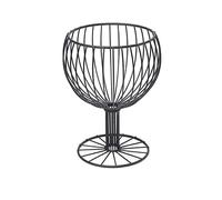 FUNNETOYU Wine Glass Shape Black Wire Fruit Basket with Air Circulation Multi Functional Snack Tray and Dessert Fruit Bowl for Kitchen Countertop Storage and Fresh Produce Display