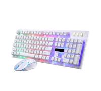 FUNNETOYU Wired Mechanical Keyboard and Mouse Set with Luminous Backlit Design, Ergonomic Plastic Construction, and Non Conflict Wear-resistant Features, for Gamers in Office or Cafe,