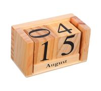 FUNNETOYU Wooden Block Perpetual Calendar Solid Wood Desk Accessory Reusable Date Month Display Blocks for Office Classroom Home Desktop Decoration
