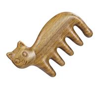 FUNNETOYU Wooden Head Massage Comb, Cat Shaped Sandalwood Wide Tooth Comb, Lightweight Portable Scalp Massager for and Parents, Full-Body Massage