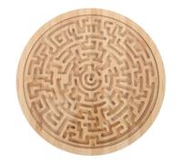 FUNNETOYU Wooden Labyrinth Board Game for Preschoolers Round Maze Puzzle with Marble Movement Educational Enhancing Spatial Awareness Critical Thinking and Group Play Portable Balancing Bead