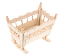 FUNNETOYU Wooden Mini Cradle Model Dollhouse Accessory Handmade Small Crib Ornament for Doll House Decoration Smooth Surface Miniature Furniture for Doll Lovers