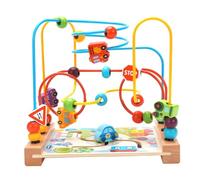 FUNNETOYU Wooden Ocean Beaded Maze Toy Educational Activity for Toddlers Early Learning Children Interactive Round Beads Maze Puzzle Toy