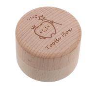 FUNNETOYU Wooden Tooth Souvenir Box and New Parents, Decorative Round Keepsake Box with Rounded Edges, Smoothly Opens and Closes, Beige Teeth Container for Childhood Memories
