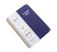 FUNNETOYU Yearly Planner Planning Notebook Weekly and Monthly Spiral Agenda for Balanced Scheduling Goal-oriented Layout Cover Dark Blue English Calendar Book for School College Office