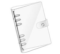 Funngy A5 Soft PVC Notebook Binder,Clear Soft PVC 6 Hole Ring Binder with Snap Button Waterproof Loose Leaf Notebook Folder for Diary Office Home School