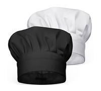 Funngy Chef's Hat,2 PCS Adjustable Elastic Chef Hat Professional Unisex Cooking Cap Chefs Hats for Kitchen Restaurant and Home Use Comfortable Chef's Hats in White and Black