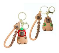 Funngy Cute Mini Capybara Key Ring,2 PCS Mini Resin Capybara Keychain and Backpack Pendant Cute Cartoon Keyring Charm for Women’s Bags Car Keys Gifts Adorable Capybara Stuff for Kids Adults