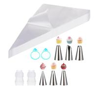 Funngy Piping Bag Set, 6pcs Stainless Steel Nozzles, 30cm Plastic Piping Bags for Icing, Cream, Mashed Potatoes & More