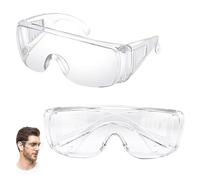 Funngy Protective Glasses,2 PCS Wrap Around Safety Goggles Anti-Fog & Scratch-Resistant with Adjustable Arms Clear Over-Glasses Design for Construction Laboratory DIY Work and Eye Protection