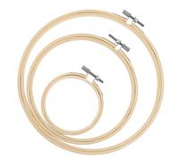 Funngy Round Bamboo Embroidery Hoop,3 PCS Adjustable Embroidery Hoop Set Mini and Large Sizes Circle Cross Stitch Hoop Ring for DIY Craft Embroidery Frame and Accessories for Handy Sewing
