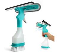 Funngy Window Cleaning Kit,Multifunction Window Cleaning Kit with Spray Squeegee Scraper and Brush Shower Screen Cleaner Tool 4 in 1 Cleaning Kit for Glass Windows Bathroom Car