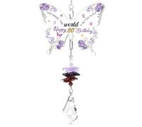 Funnli 60th Birthday Gifts for Women, Butterfly Acrylic Crystal Suncatcher for 60th Birth Anniversary, 1965 Birthday Gifts for Women, the 60 Year Old B-Day Presents for Mum Wife Sister Female