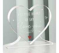 Funnli Gifts for Her Him Anniversary, Heart-Shaped Acrylic Plaque Egraved with I Love You, Romantic Gifts for Boyfriend Girlfriend Husband Wife Christmas Birthday Valentines Wedding Anniversary