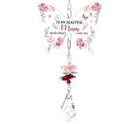 Funnli Gifts for Mum, Butterfly Acrylic Crystal Suncatcher Presents for Mummy on Birthday Mothers Day from Daughter Son Children, Mum Grave Memorial Ornaments