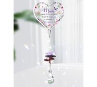 Funnli Gifts for Mum, Heart-Shaped Acrylic Crystal Suncatcher Mum Birthday Gifts, Ideal Mothers Day, Birthday, Thanksgiving Day Wind Chime Presents for Mummy/Mother