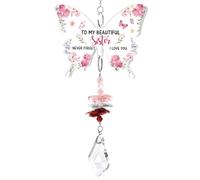 Funnli Sister Gifts, Butterfly Acrylic Crystal Suncatcher Gifts for Sister Birthday Christmas Xmas Valentines Day, Presents for Sis from Sister Brother