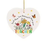 Funnli Teacher Gifts for Women Men, Heart Shape Ceramic Gifts for Teachers, Warm Engraved Christmas Thank You Gifts for Teacher, Birthday Gifts for Teachers, Appreciation Gifts for Teachers