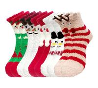 Funnlot Fluffy Socks Christmas Socks 5 Pairs Fluffy Sock Womens Girls