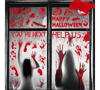 Funnlot Halloween Window Stickers - Large Spooky Halloween Window Decorations Decals Stickers Scary Bloody Handprint Skullprint Footprint Windows Floor Glass Bathroom Indoor Outdoor Party Decoration