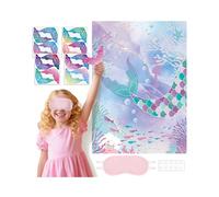 Funnlot Pin The Tail on the Mermaid, Pin the Tail Party Games with Tail Stickers and Eye Masks, Mermaid Birthday Party Decorations Activities Crafts Mermaid Party Favors Supplies Toys Gifts for Girls