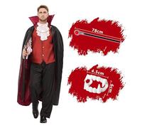Funnlot Vampire Costume Men, Halloween Vampire Costume with Vampire Cape, Dracula Costume Adult Black Red Vampire Cloak with Vampire Teeth for Mens Halloween Costumes Adult