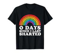 Funny 0 Days Since I Last Sharted Retro Rainbow Embarrassing T-Shirt