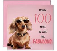 Funny 100th Birthday Card for Women - Fabulous Dachshund - Funny Ladies Birthday Card for 100 Year old woman hundredth Ladies Nan Grandma Mum Aunt Sister Mum Friend