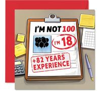 Funny 100th Birthday Card - Not Out at 100 - Humorous Balloon and Clipboard Design - Perfect for Celebrating a Century with Style - 145mm Square, Envelope Included