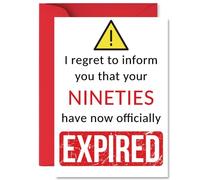 Funny 100th Birthday Cards for Men Women - Your Nineties Have Expired - Happy Birthday Card for Him Her Great Grandad Grandpa Grandma Granny, A5 Banter Joke Humour Bday Greeting Cards Gift