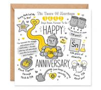 Funny 10th Wedding Anniversary Card with Envelope for Husband, Wife or Partner, Tin Anniversary Card with 3652 Days Down, Cute Romantic Puns and Colourful Tenth Anniversary Design for Couples