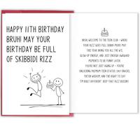 Funny 11th Birthday Card for Him Her, Gen Z Slang Birthday Card for Teenager, Sassy 11 Year Old Birthday Card Gift for Boys Girls Friends Son Daughter Niece Nephew
