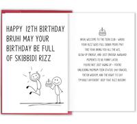 Funny 12th Birthday Card for Him Her, Gen Z Slang Birthday Card for Teenager, Sassy 12 Year Old Birthday Card Gift for Boys Girls Friends Son Daughter Niece Nephew