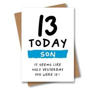 Funny 13th Birthday Card for Son - Sarcastic Thirteenth Birthday Card with Cheeky Message