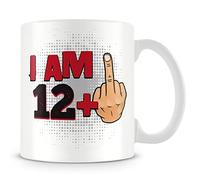 Funny 13th Birthday Mug - “I AM 12+1” Middle Finger Design - Bold Rude & Offensive Teen Birthday Gift - 11oz Ceramic Cup
