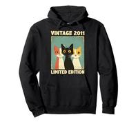 Funny 14 Years Old Gift Vintage 2011 Cat Lover 14th Birthday Pullover Hoodie