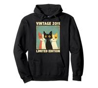 Funny 15 Years Old Gift Vintage 2011 Cat Lover 15th Birthday Pullover Hoodie