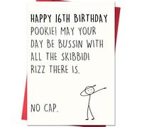 Funny 16th Birthday Card for Boys Girls,Sweet 16 Birthday Card Gifts for Him Her,Happy 16 Year Old Birthday Gifts & Decorations for Son Daughter Teenagers with Gen Z Slang Meme-Inspired Design