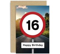 Funny 16th Birthday Card for Him or Her - Fun Age 16 Birthday Card - Hilarious 16 Year Old Road Sign Birthday Greeting Card for Son or Daughter, Grandson, Granddaughter | Blank Inside…
