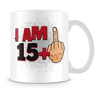 Funny 16th Birthday Mug - “I AM 15+1” Middle Finger Design - Bold Rude & Offensive Sweet Sixteen Gift - 11oz Ceramic Cup