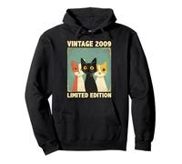 Funny 17 Years Old Gift Vintage 2009 Cat Lover 17th Birthday Pullover Hoodie