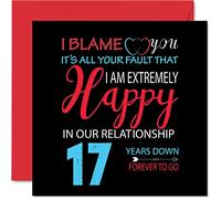 Funny 17th Anniversary Card for Husband Wife - Your Fault I'm Extremely Happy - Happy 17th Wedding Anniversary Card for Partner, 145mm Greeting Cards Anniversaries