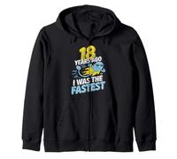 Funny 18th Birthday 18 Years Ago I Was The Fastest Joke Zip Hoodie